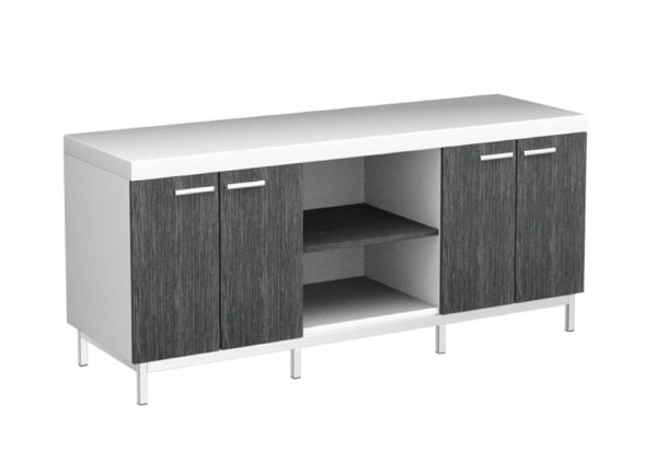 60" Gray and White Cabinet Enclosed Storage TV Stand