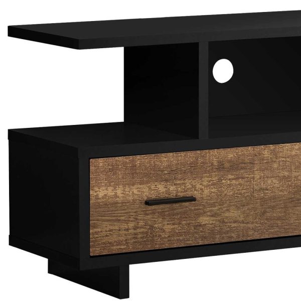 47" Brown and Black Cabinet Enclosed Storage TV Stand - Image 4