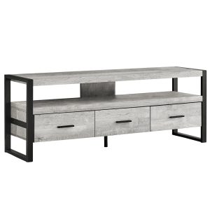 59" Black and Gray Cabinet Enclosed Storage TV Stand