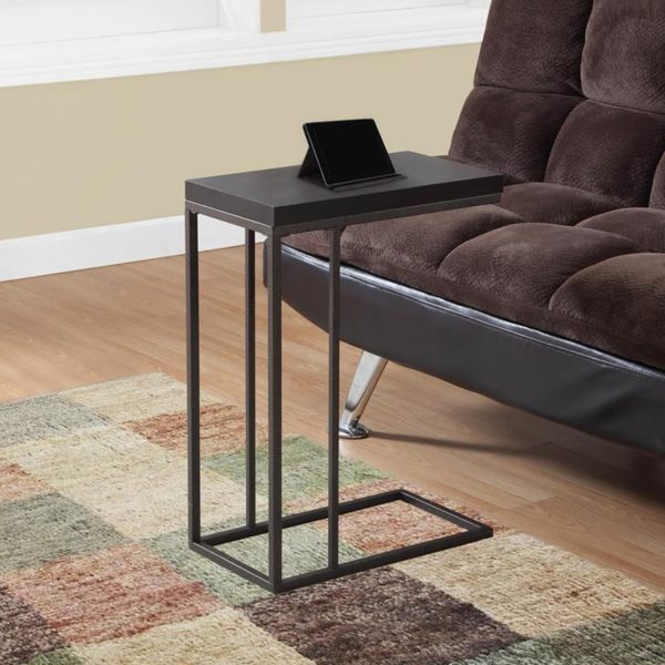 18.25" X 10.25" X 25.25" Cappuccino Particle Board Metal  Accent Table - Image 3