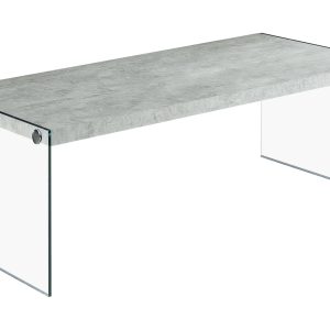 44" Gray  Clear Wood And Glass Coffee Table