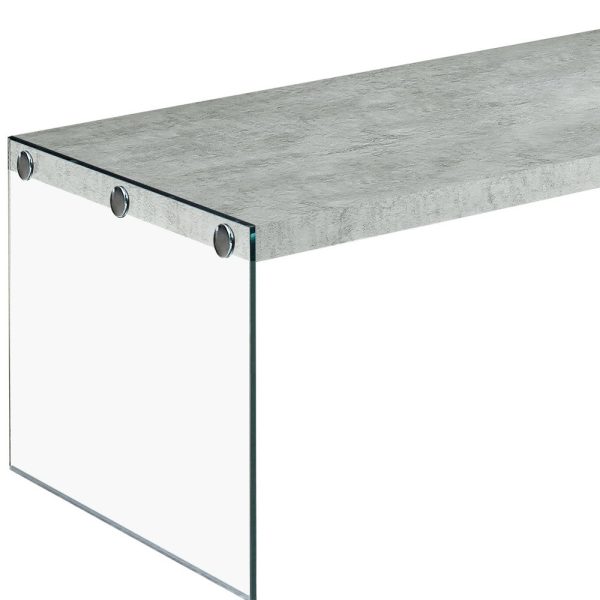 44" Gray  Clear Wood And Glass Coffee Table - Image 3