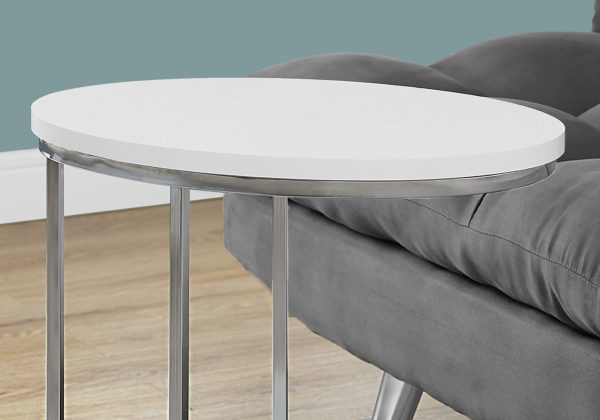 18.5" X 12" X 25" White Particle Board Metal Accent Table - Image 2