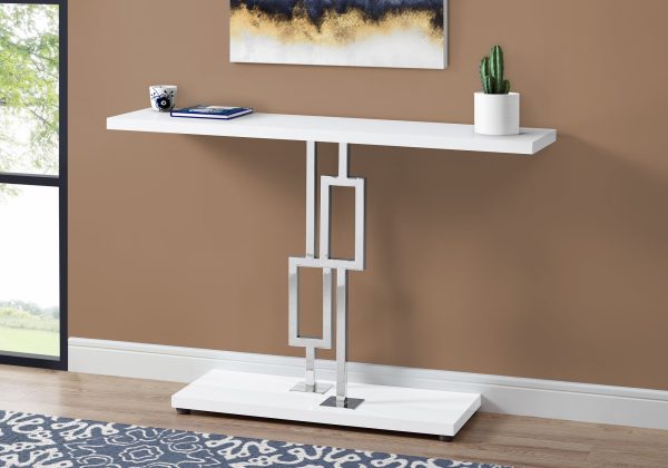 47" White Floor Shelf Console Table With Storage - Image 3