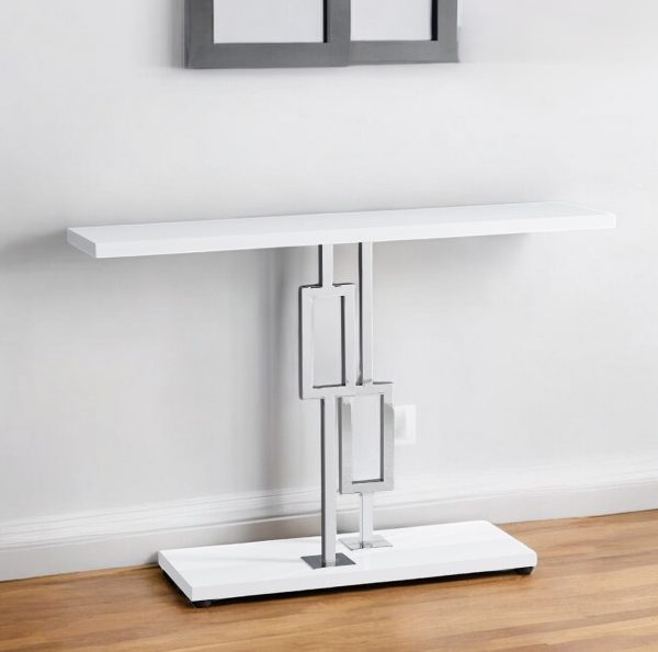 47" White Floor Shelf Console Table With Storage - Image 2