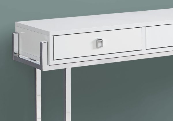48" White and Silver Console Table And Drawers - Image 3