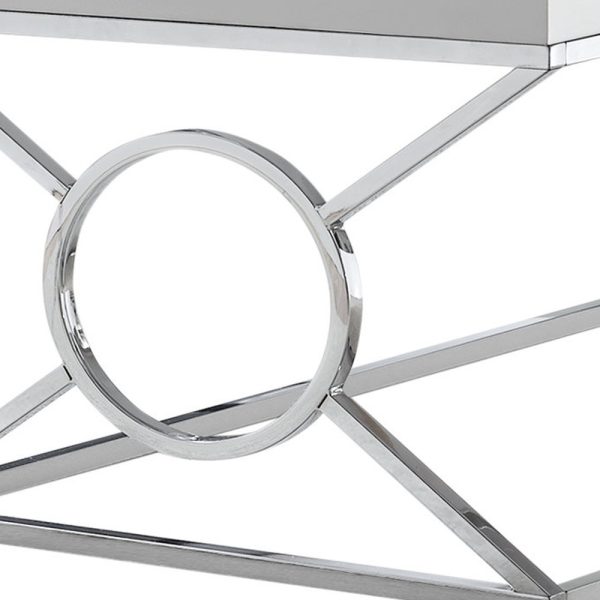 44" White And Silver Wood And Iron Coffee Table - Image 3