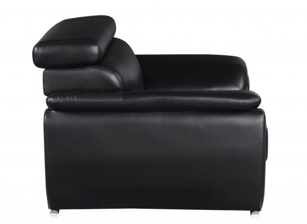 Two Piece Indoor Black Genuine Leather Five Person Seating Set - Image 4