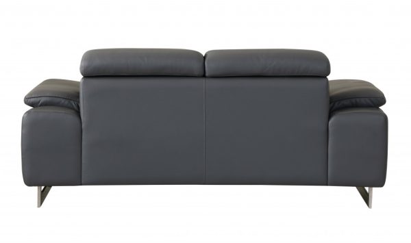 Two Piece Indoor Dark Gray Italian Leather Five Person Seating Set - Image 4