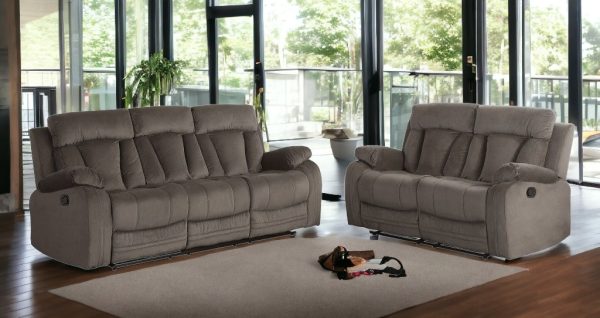 Two Piece Indoor Brown Microsuede Five Person Seating Set - Image 2