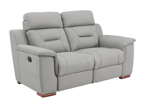 67" Gray And Brown Faux Leather Manual Reclining Loveseat - Image 3