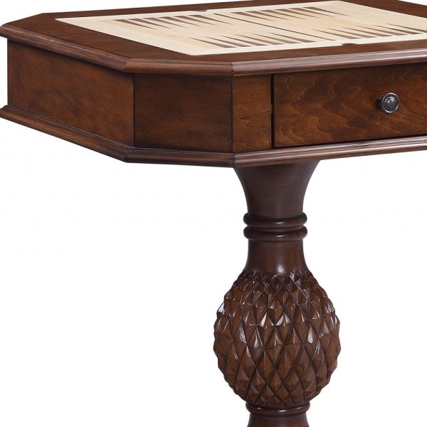 28" Brown Octagon Console Table And Drawers - Image 4