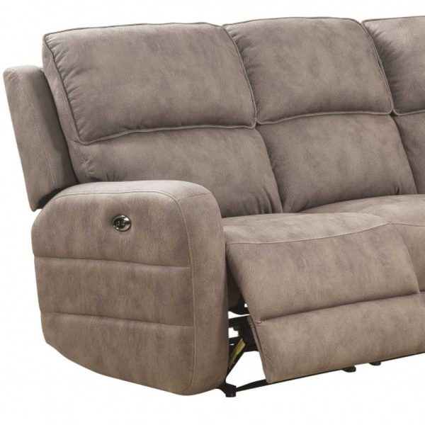 Brown Top Grain Leather Power Reclining Curved Six Piece Corner Sectional With Console - Image 4