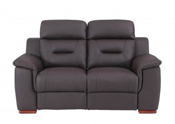 Three Piece Indoor Brown Genuine Leather Five Person Seating Set - Image 3