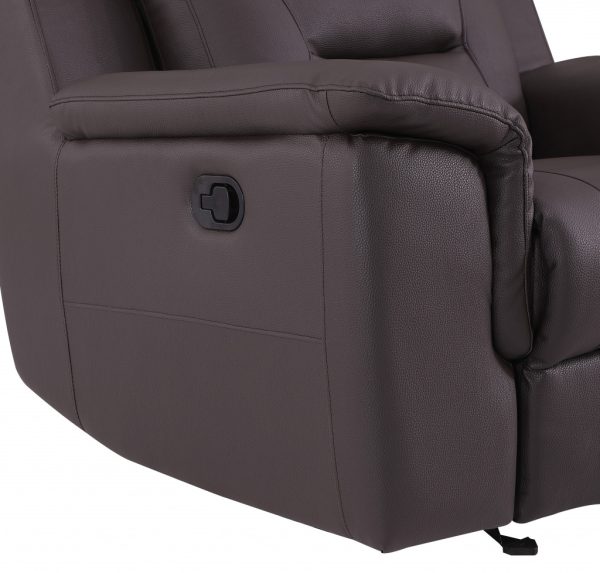 Two Piece Indoor Brown Genuine Leather Five Person Seating Set - Image 4