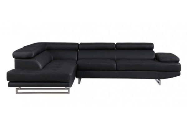 Black Faux Leather L Shaped Two Piece Corner Sectional - Image 3