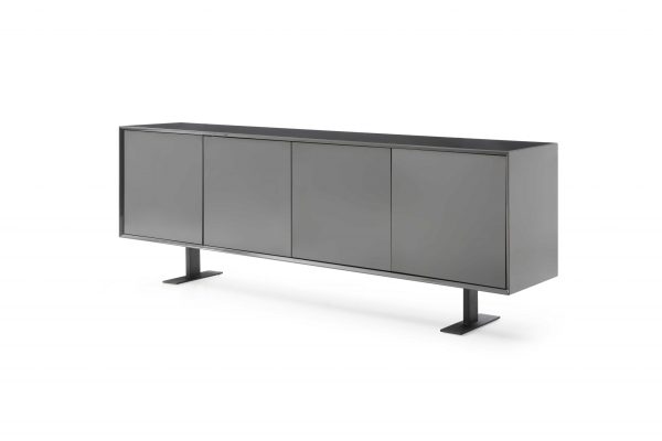 87" Gray Steel Sled Console Table - Image 3