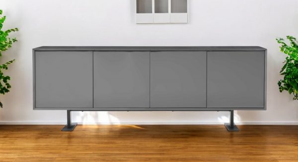 87" Gray Steel Sled Console Table - Image 2