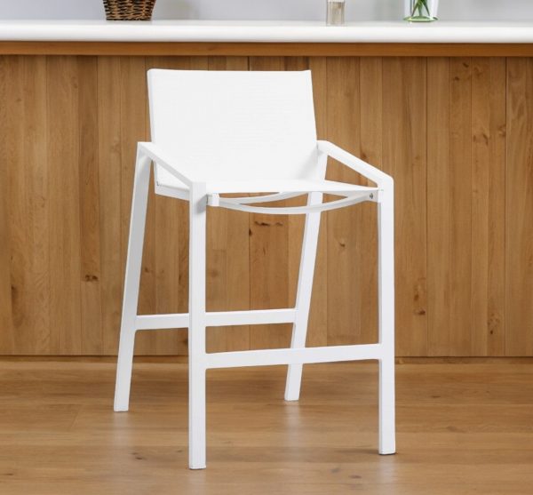 28" White Iron and Stainless Steel Counter Height Bar Chair - Image 2
