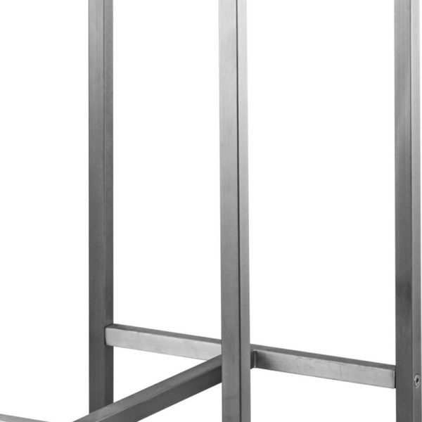 Set of Four 28" Brown And Silver Stainless Steel Backless Bar Height Bar Chairs - Image 3