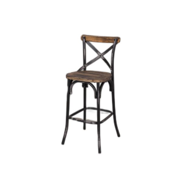 22" Brown And Black Iron Bar Chair - Image 3