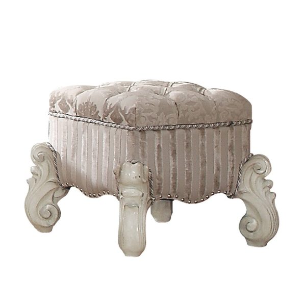 22" Ivory and Bone Fabric Floral Tufted Vanity Chair - Image 3