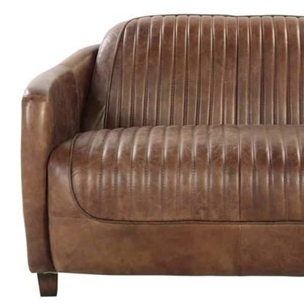 50" Brown Leather Loveseat - Image 3