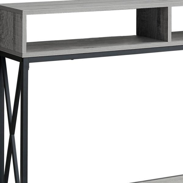 47" Gray and Black Frame Console Table With Shelves - Image 3