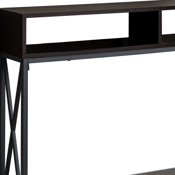 47" Brown and Black Frame Console Table With Shelves - Image 3