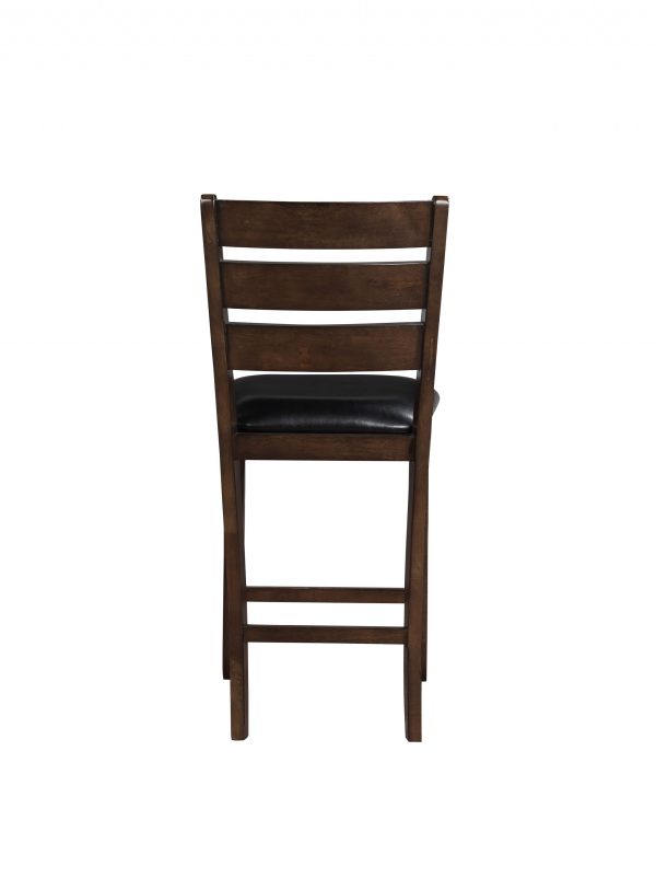 Set of Two 41" Black and Brown Faux Leather and Solid Wood Counter Height Bar Chairs - Image 3