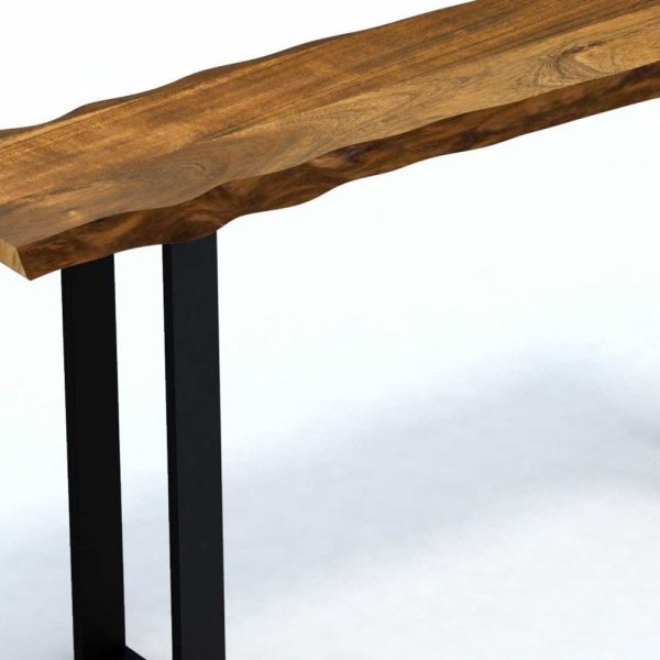 69" Brown and Black Solid Wood Distressed Sled Console Table - Image 3