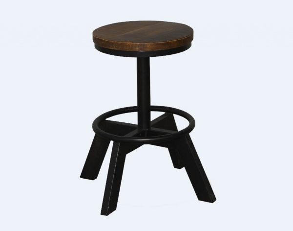 22" Brown And Black Iron Backless Bar Chair - Image 3