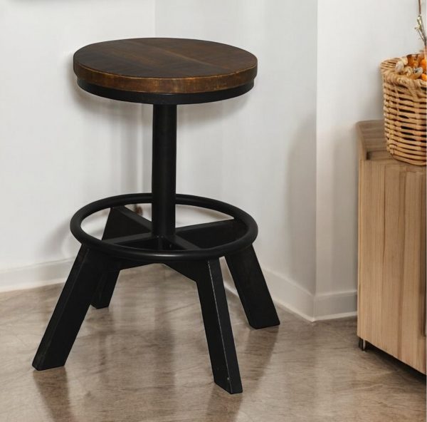 22" Brown And Black Iron Backless Bar Chair - Image 2