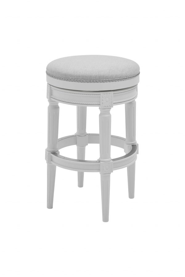 26" Gray Solid Wood Swivel Backless Bar Height Bar Chair - Image 3