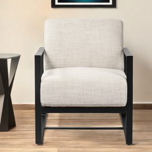 32" Cream and Black Fabric Arm Chair