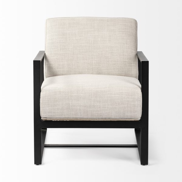 32" Cream and Black Fabric Arm Chair - Image 3