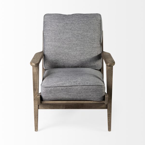 31" Gray and Brown Fabric Lounge Chair - Image 2