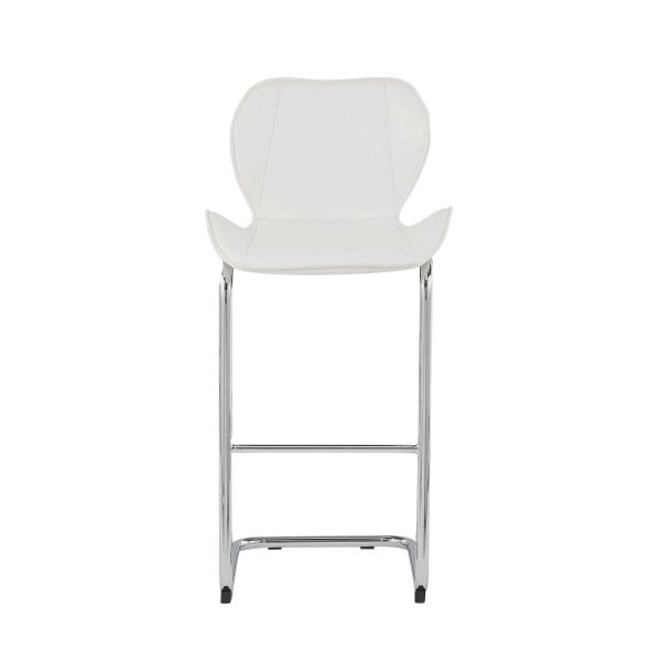 Set of Four 26 " White And Silver Metal Low Back Bar Height Bar Chairs - Image 3