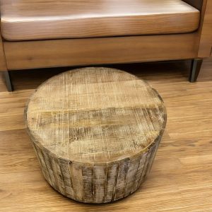 32" Brown Solid Wood Round Coffee Table