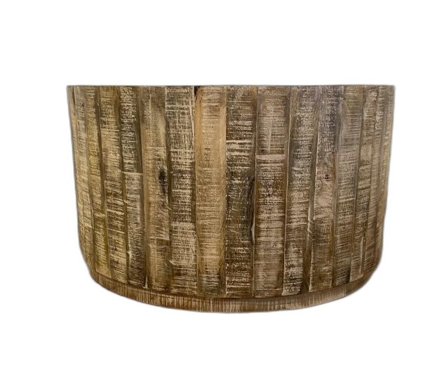 32" Brown Solid Wood Round Coffee Table - Image 2