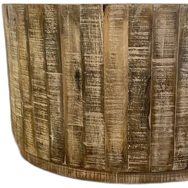 32" Brown Solid Wood Round Coffee Table - Image 4