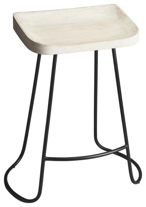 21" Off White and Black Manufactured Wood and Iron Backless Counter Height Bar Chair - Image 3
