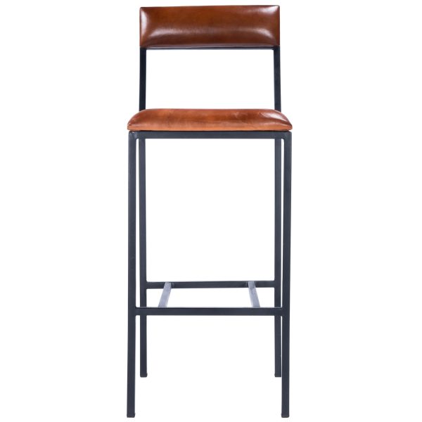 32" Brown and Black Manufactured Wood and Iron Bar Chair - Image 2