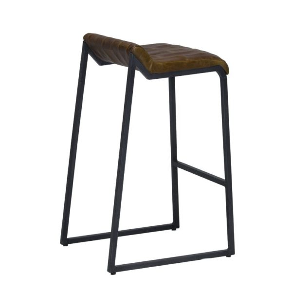 28" Black Upholstered And Iron Low Back Bar Height Bar Chair - Image 4