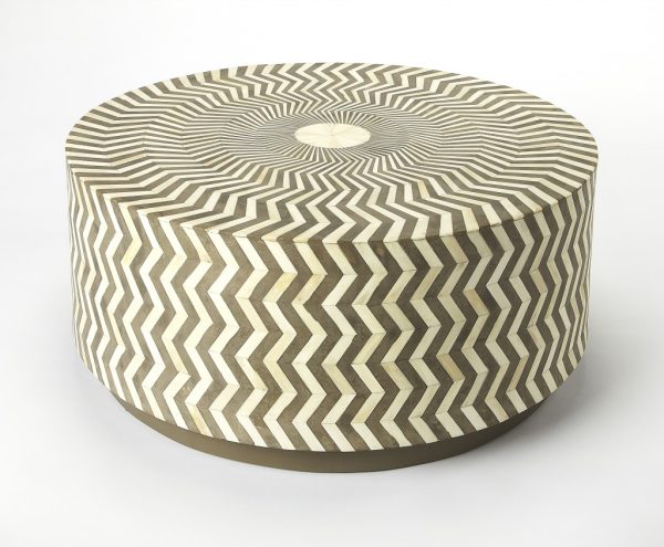 30" Taupe Wood Round Solid Coffee Table
