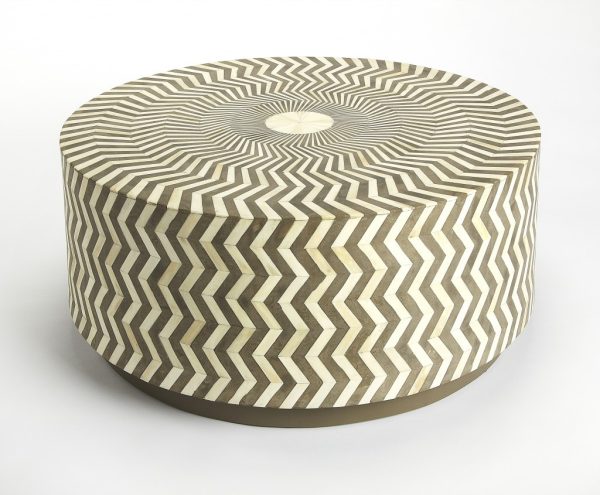 30" Taupe Wood Round Solid Coffee Table - Image 2