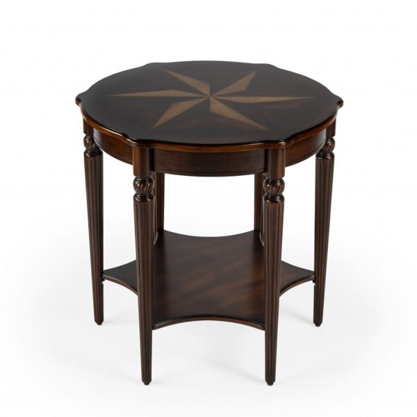 28" Brown Round Coffee Table - Image 4
