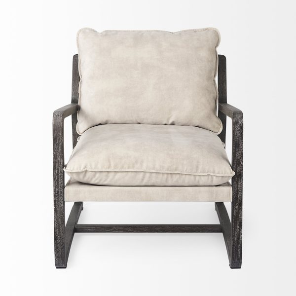 34" Cream and Black Fabric Lounge Chair - Image 3