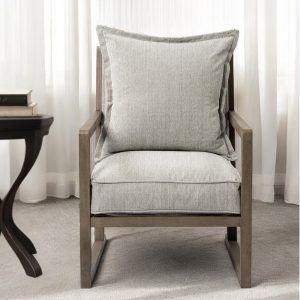 32" Ash Gray and Brown Fabric Arm Chair