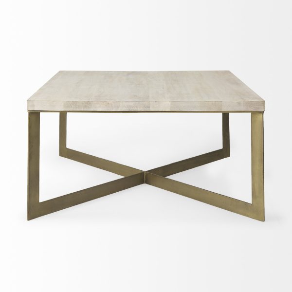 34" Beige Metal Square Coffee Table - Image 4